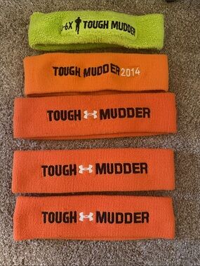 Men's Orange and Lime Headbands - Performance Sweatbands - set of 5